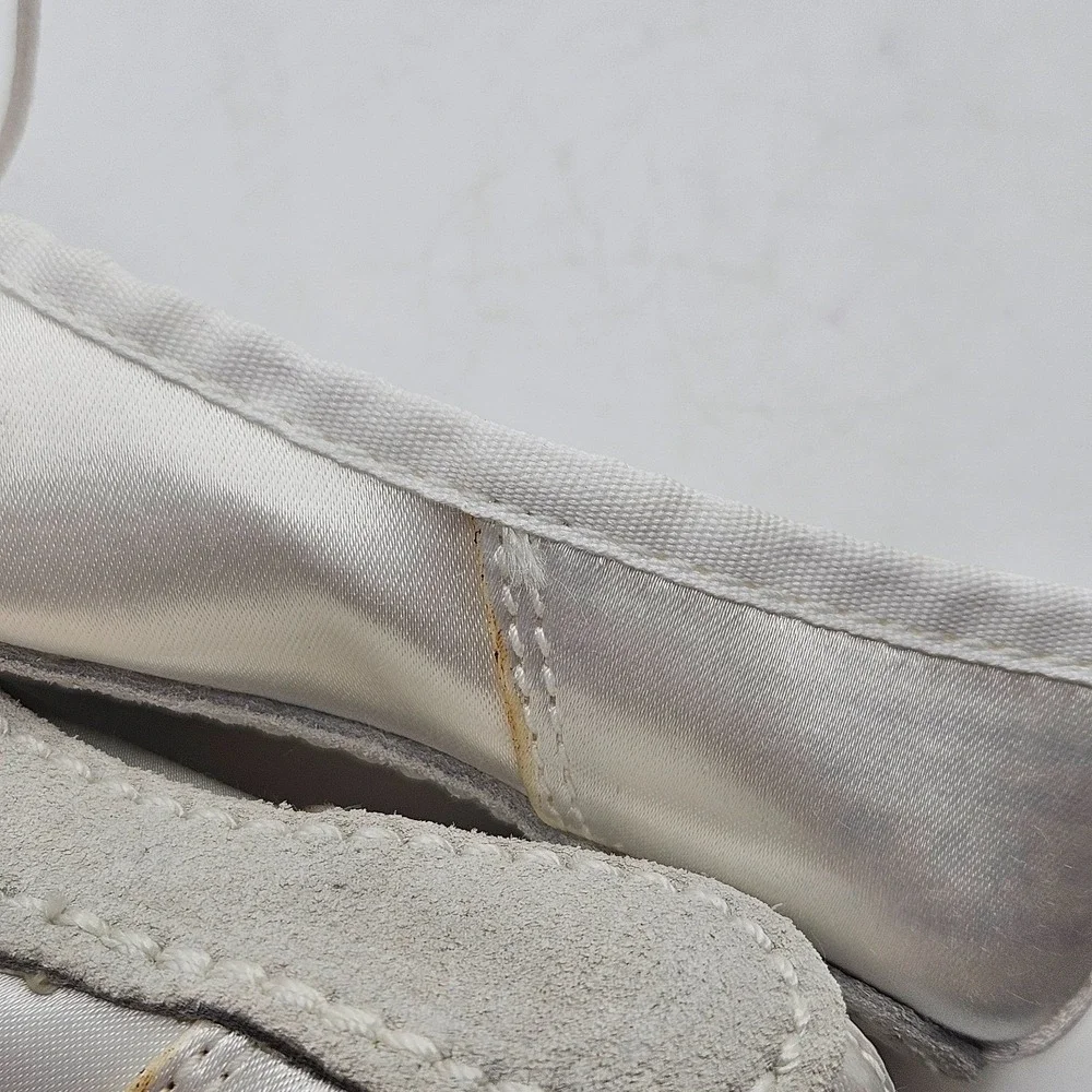 La Mendola Toddler Ballet Slippers 6.5 M White Satin Leather Sole Dance Shoes